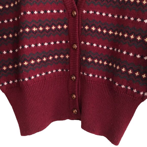 JG Hook 100% Wool Cardigan Sweater Womens Size M VTG 70s Birdseye Burgundy FLAWS - Picture 5 of 16
